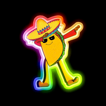 Dabbing Taco Led Neon Sign Mexican Food Sign Rgb Color - LED neon sign close-up detail