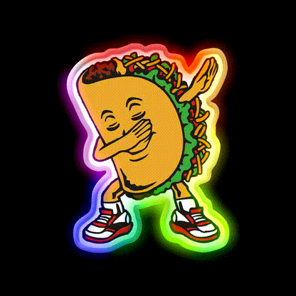 Dabbing Taco Led Neon Sign Mexican Food Sign Kitchen Sign Rgb Color - LED neon sign close-up detail
