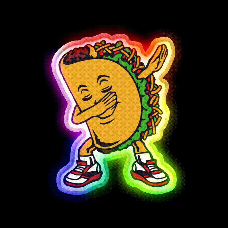 Dabbing Taco Led Neon Sign Mexican Food Sign Kitchen Sign Rgb Color - LED neon sign close-up detail