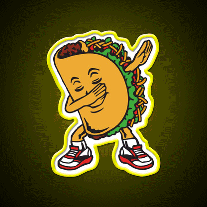 Dabbing Taco Led Neon Sign Mexican Food Sign Kitchen Sign Rgb Color - Custom LED neon sign front view