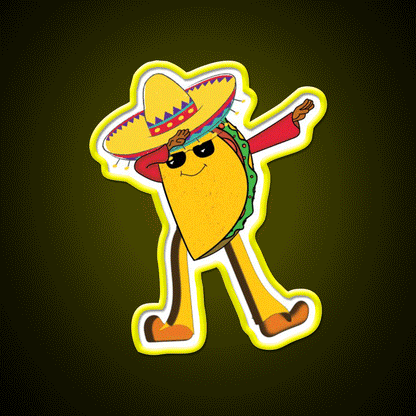Dabbing Taco Led Neon Sign Mexican Food Sign Rgb Color - Custom LED neon sign front view