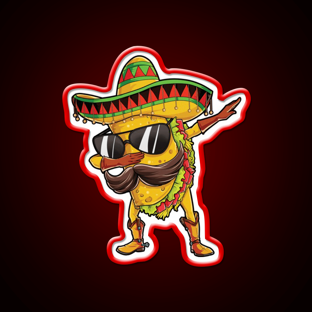 Dabbing Taco Tuesday Mexican Food Mexico Gifts Taco Led Neon Sign Rgb Color - Shineneon