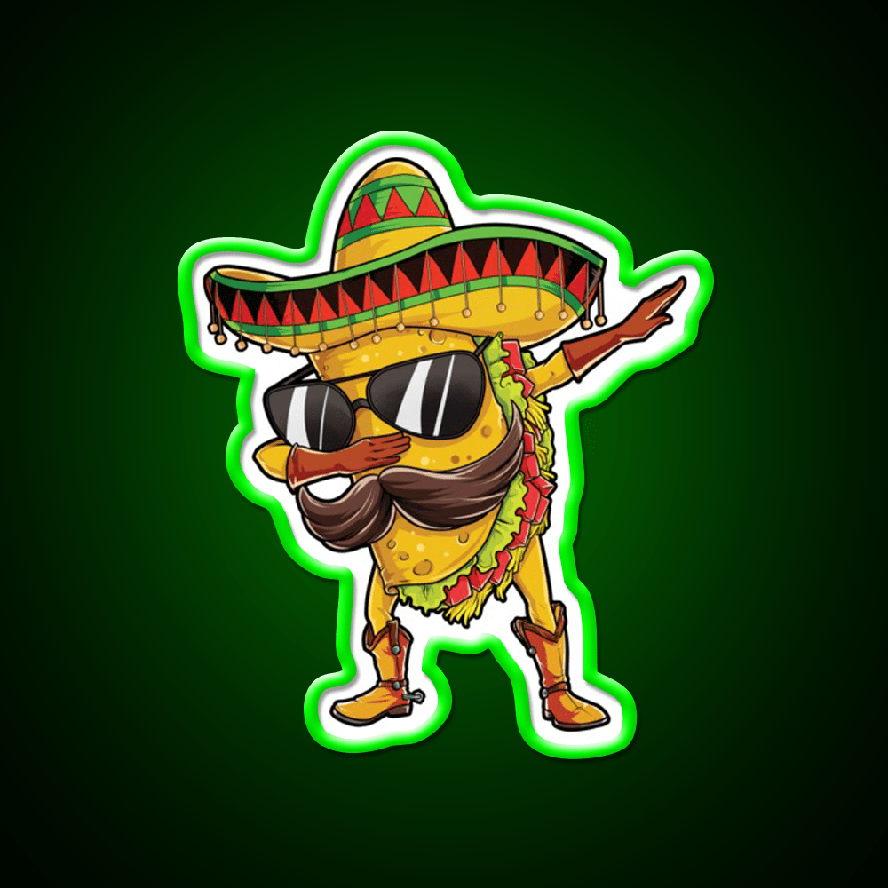 Dabbing Taco Tuesday Mexican Food Mexico Gifts Taco Led Neon Sign Rgb Color - Shineneon
