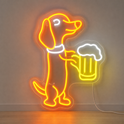 Dachshund Beer Neon Sign Funny Sausage Dog LED Light Pub LED Neon Sign main product image