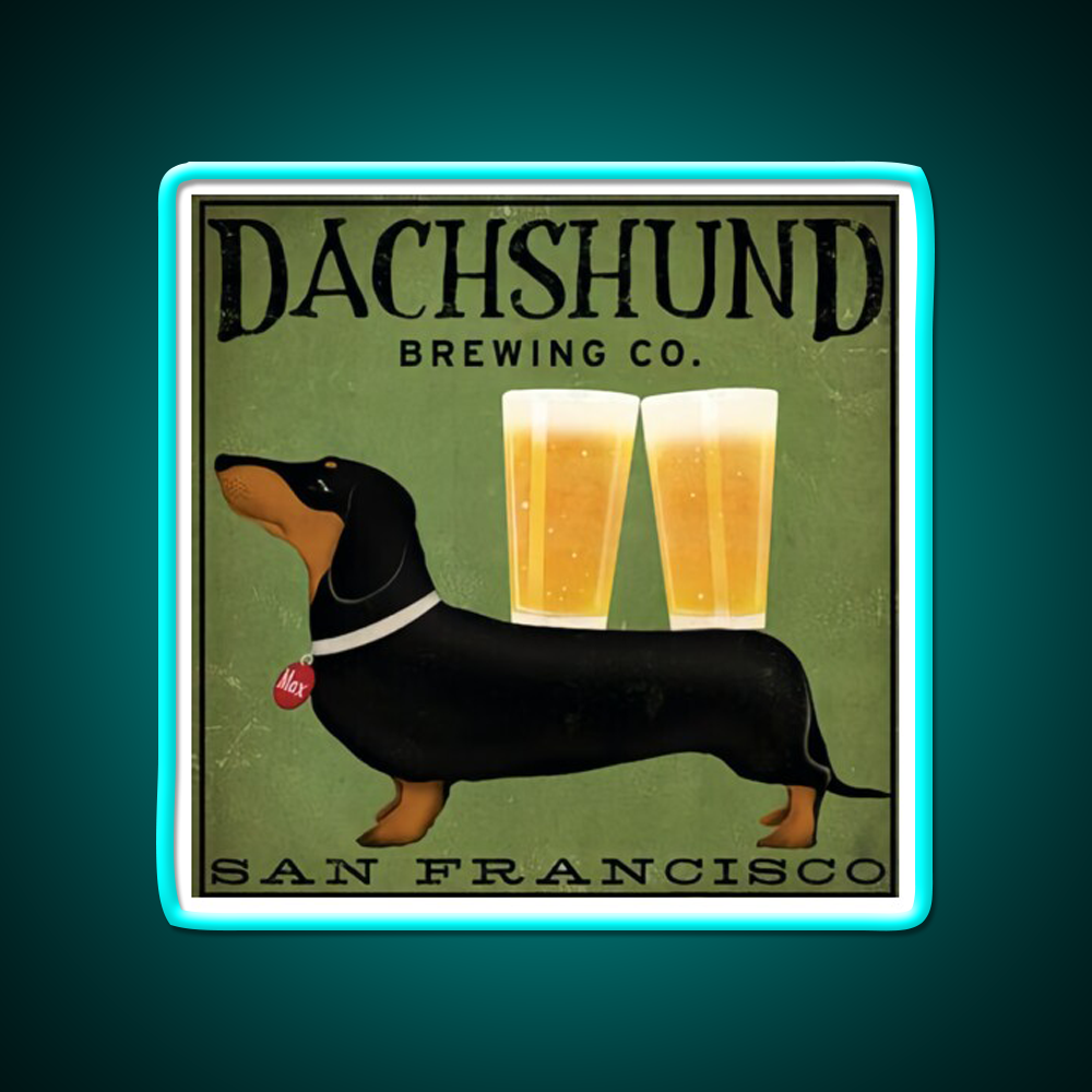 Dachshund Brewing Co Beer Bar Decor Led Neon Sign Rgb Color - Size and dimension reference