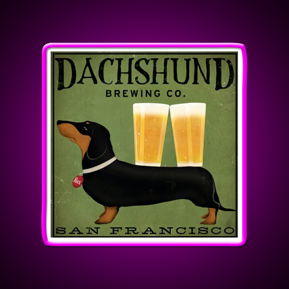 Dachshund Brewing Co Beer Bar Decor Led Neon Sign Rgb Color - Neon sign mounted on wall in room