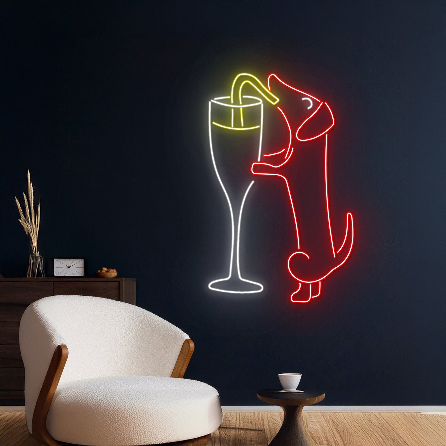 Dachshund Champagne Neon Sign