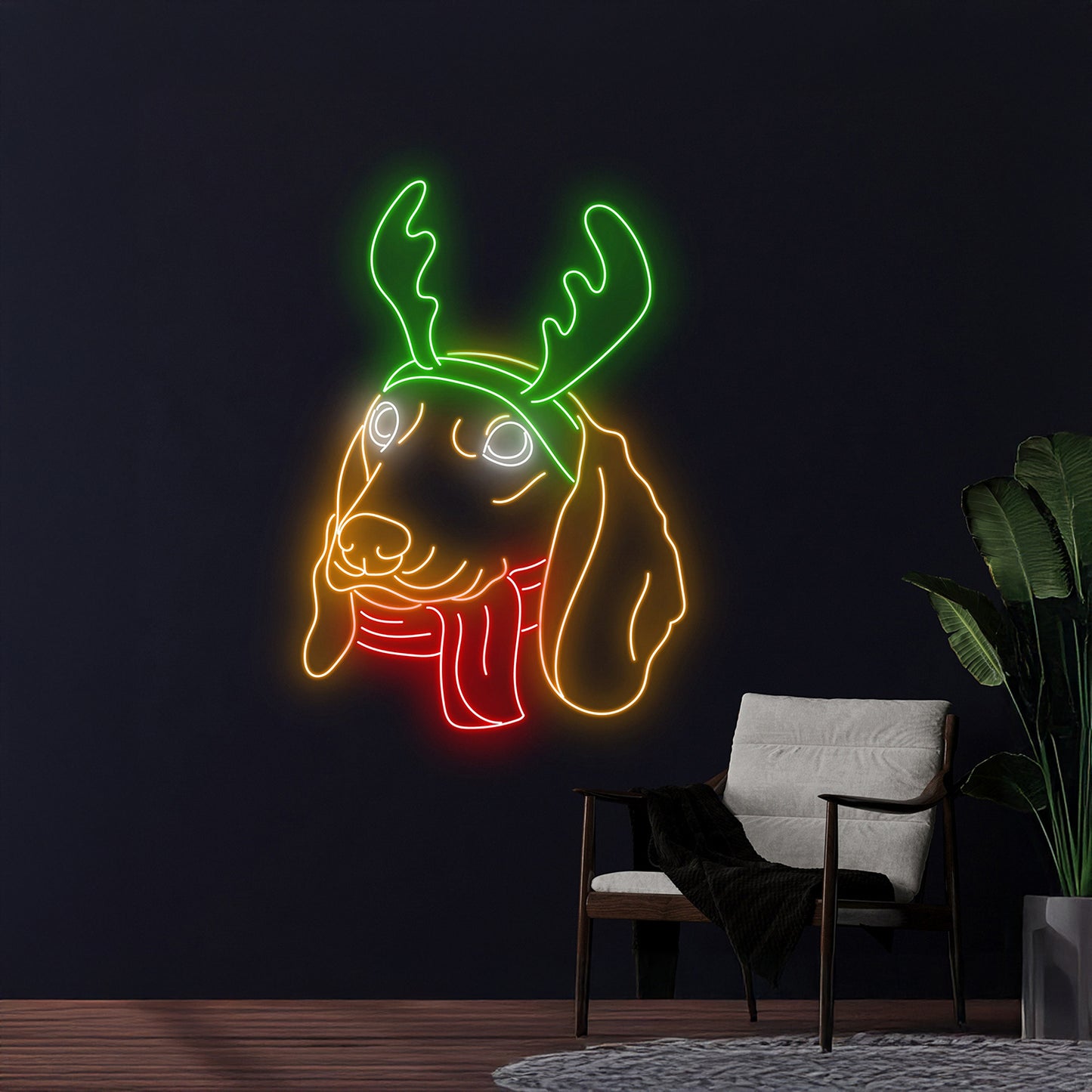 Dachshund Christmas Neon Sign Merry Christmas Dachshund Dog Led Sign