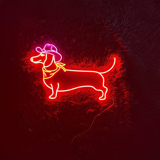 Dachshund Cowboy Led Sign