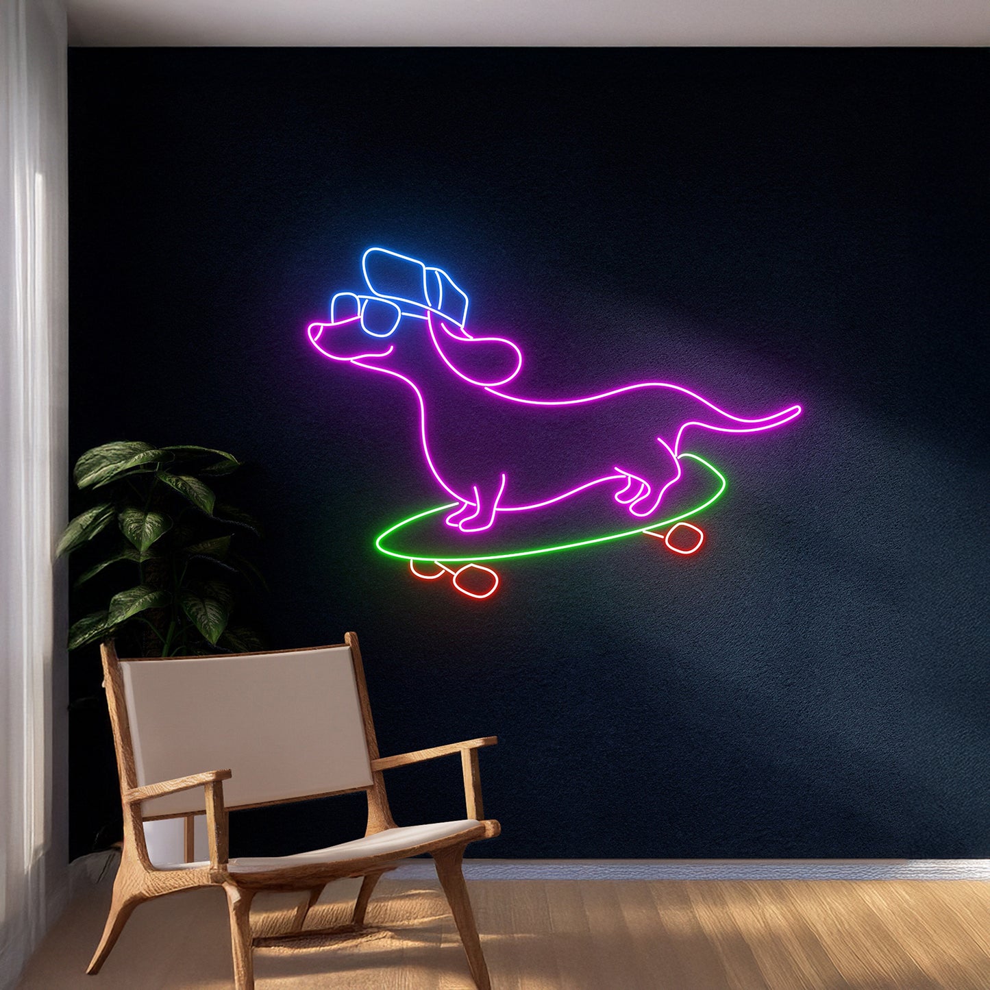 Dachshund Dog Skateboarding Dog Skateboarder Led Light