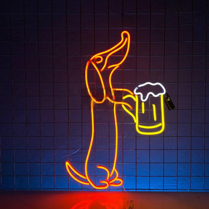 Dachshund Drink Beer Led Neon Sign Beer Club Wall Decor | Shineneon