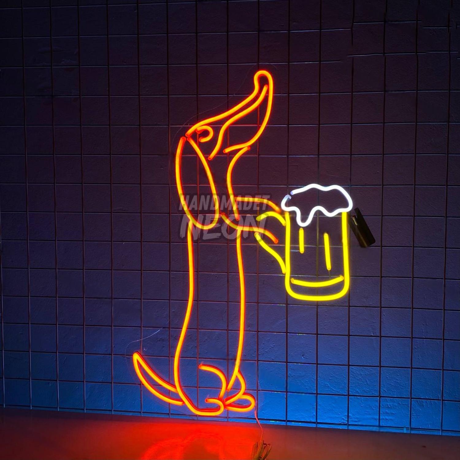Dachshund Drink Beer Led Neon Sign Beer Club Wall Decor | Shineneon