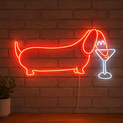 Dachshund Drinking Cocktail Neon Sign LED Neon Sign main product image
