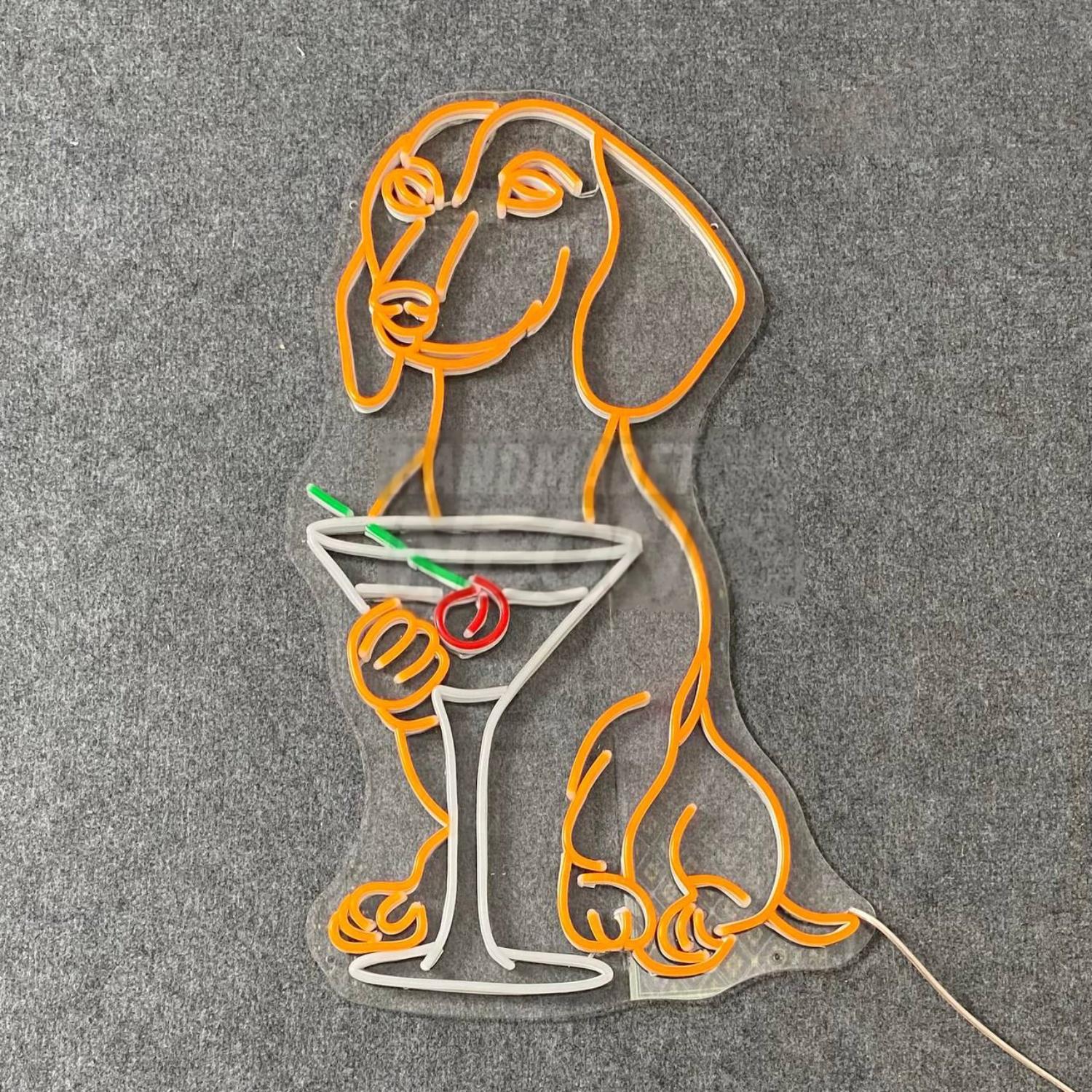 Dachshund Drinking Martini Led Neon Sign | Shineneon