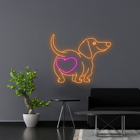 Dachshund Heart Butt Neon Sign Pet Neon Light