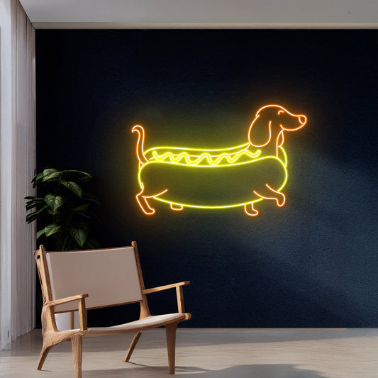 Dachshund Hotdog Neon Light