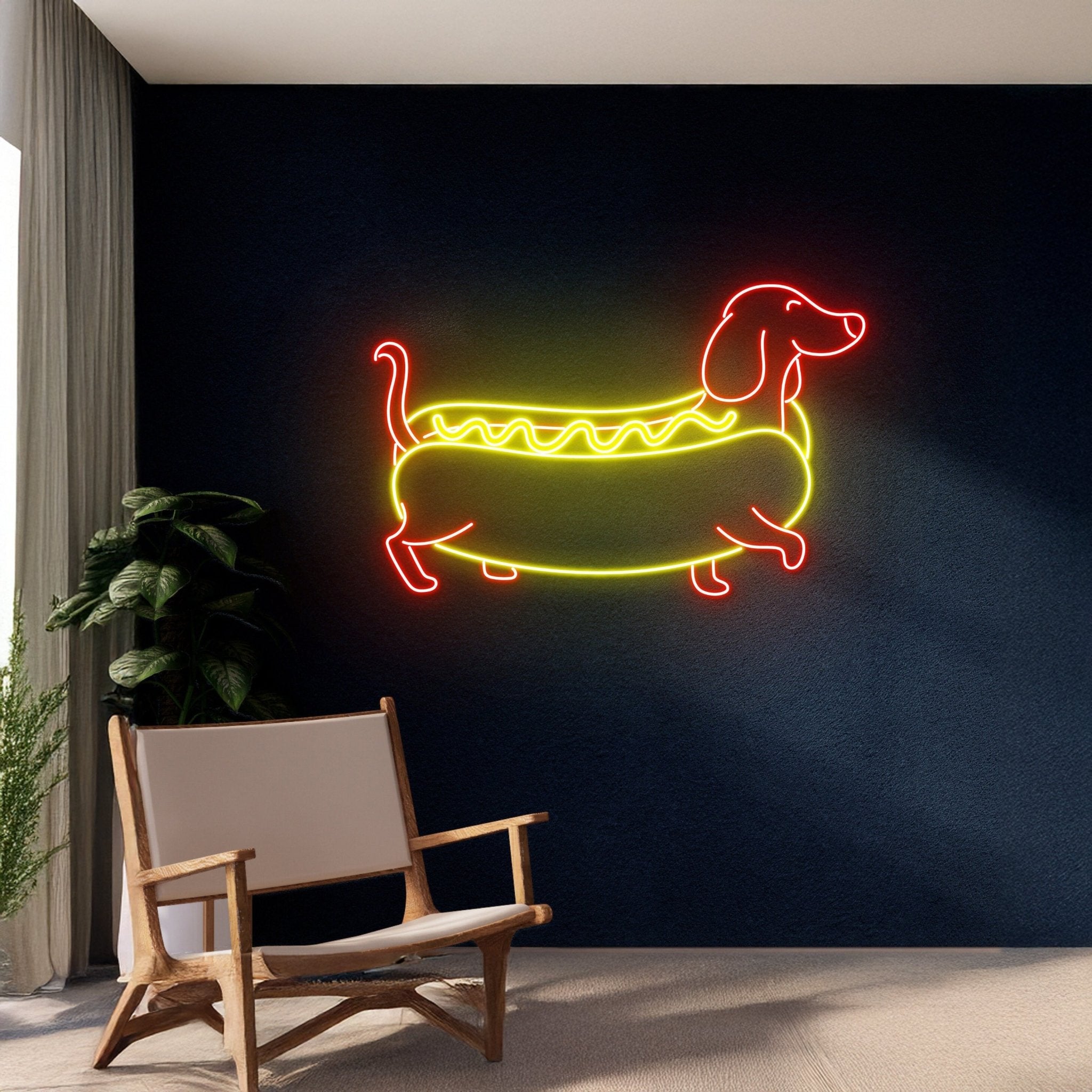 Dachshund Hotdog Neon Light Hot Dog Dachshund Led Light - Shineneon