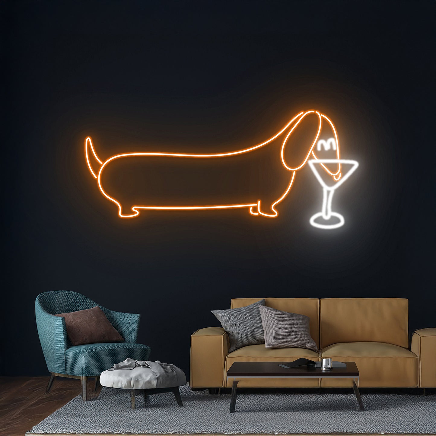 Dachshund Martini Neon Sign