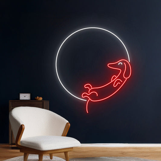 Dachshund Moon Neon Sign