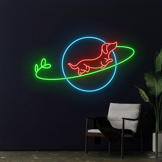 Dachshund Planet Neon Sign