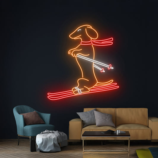 Dachshund Skiing Led Neon Sign