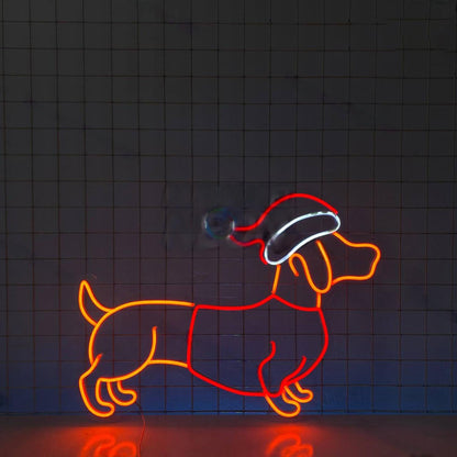 Dachshund Wear Christmas Clothes Led Neon Sign | Shineneon