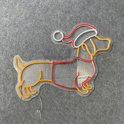 Dachshund Wear Christmas Clothes Led Neon Sign | Shineneon