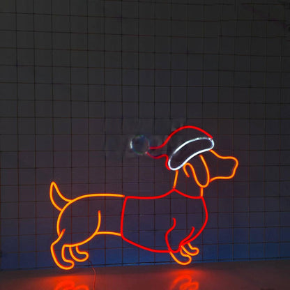 Dachshund Wear Christmas Clothes Led Neon Sign | Shineneon