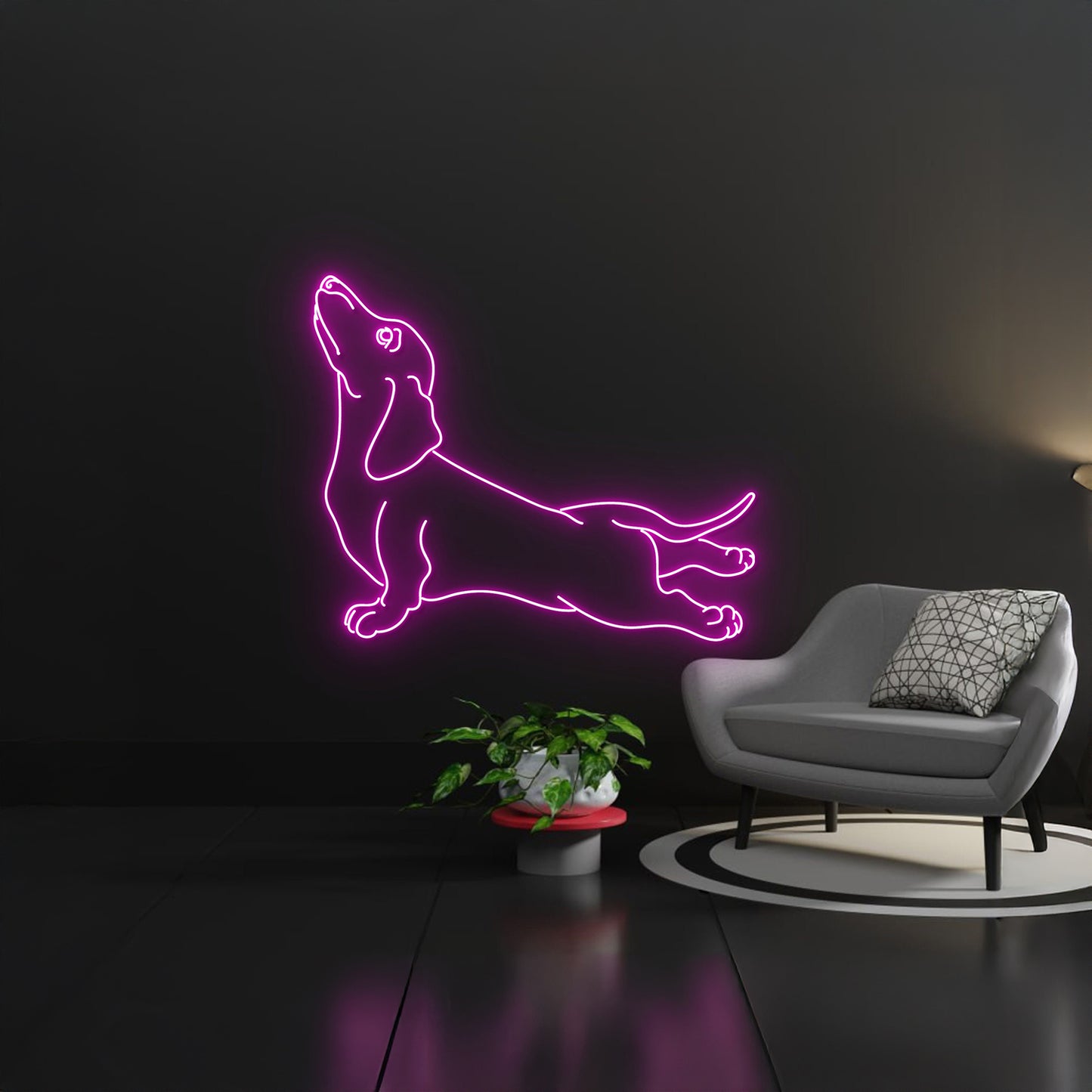 Dachshund Yoga Pose Neon Signs