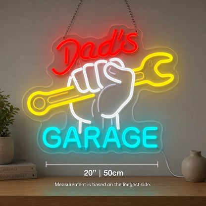 Dad's Fist Garage Neon Sign LED Neon Sign size image