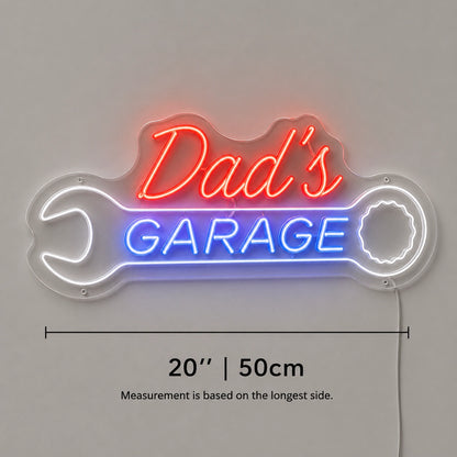 Dad's Garage Script Neon Sign LED Neon Sign size image