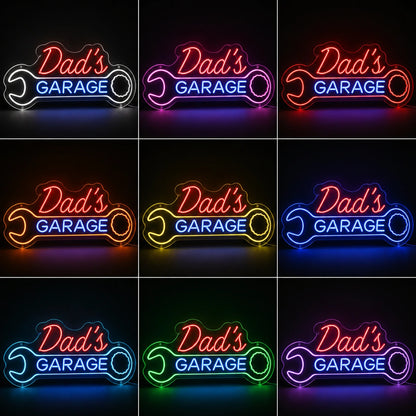 Dad's Garage Script Neon Sign LED Neon Sign color grid