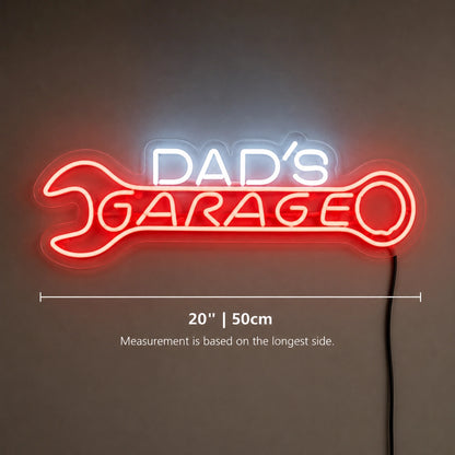 Dad's Garage Wrench Neon Sign LED Neon Sign size image