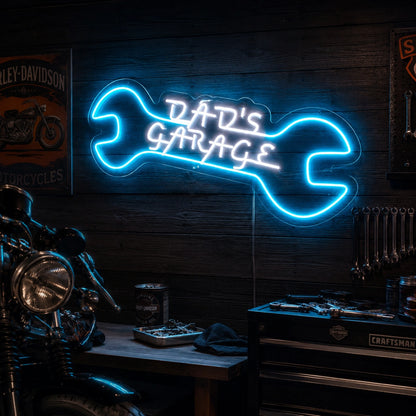 Dad's Wrench Garage Neon Sign LED Neon Sign real lifestyle scene