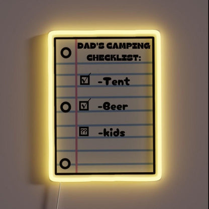 Dads Camping Checklist Check Beer Check Kids Rgb Led Neon Sign - Shineneon