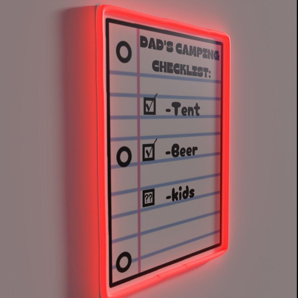 Dads Camping Checklist Check Beer Check Kids Rgb Led Neon Sign - Shineneon