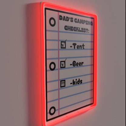 Dads Camping Checklist Check Beer Check Kids Rgb Led Neon Sign - Shineneon
