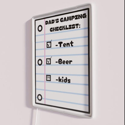 Dads Camping Checklist Check Beer Check Kids Rgb Led Neon Sign - Shineneon