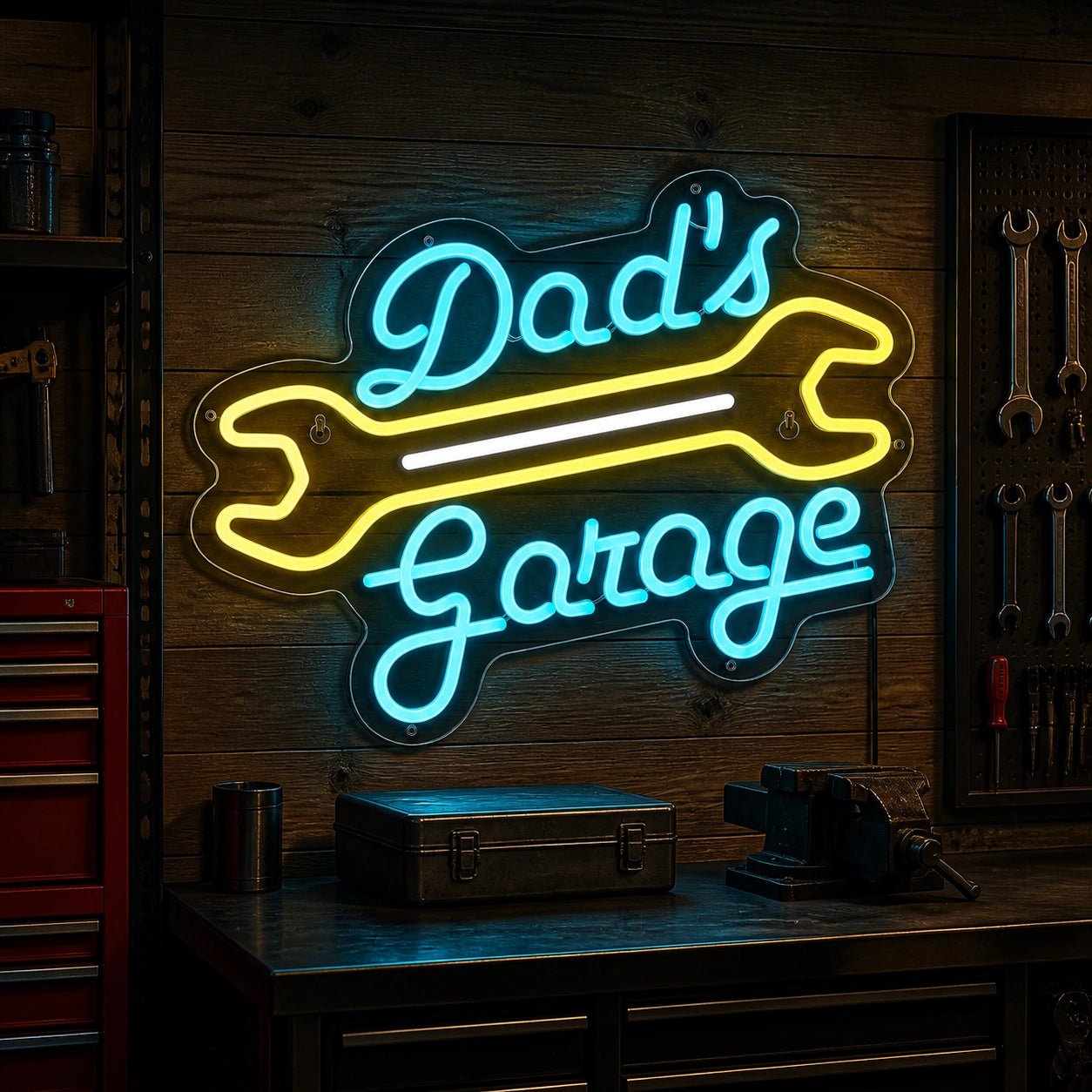 Dads Garage Crossed Wrenches Vintage LED Neon Sign - Shineneon
