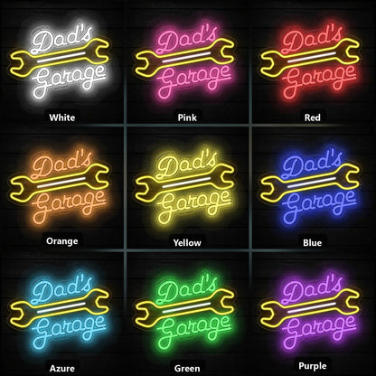 Dads Garage Crossed Wrenches Vintage LED Neon Sign - Shineneon
