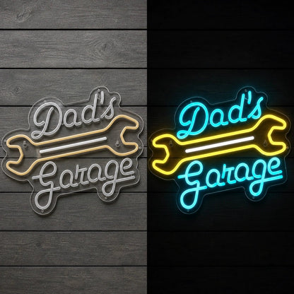 Dads Garage Crossed Wrenches Vintage LED Neon Sign - Shineneon