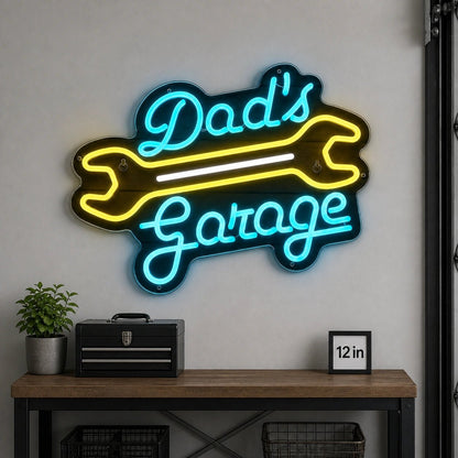 Dads Garage Crossed Wrenches Vintage LED Neon Sign - Shineneon