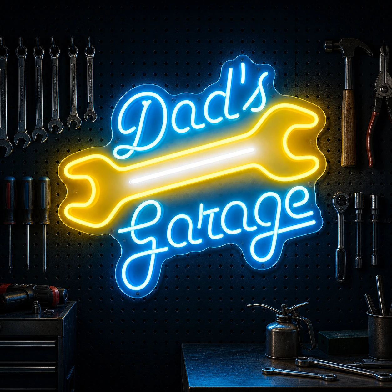 Dads Garage Dog Bone Vintage LED Neon Sign high-converting product image