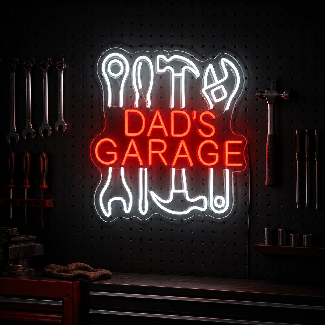 Dads Garage Tools Vintage LED Neon Sign high-converting product image
