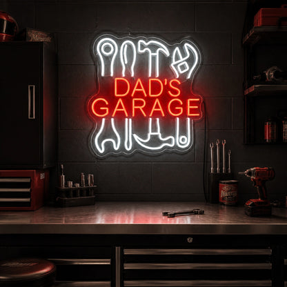 Dads Garage Tools Vintage LED Neon Sign real lifestyle scene