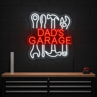 Dads Garage Tools Vintage LED Neon Sign size image
