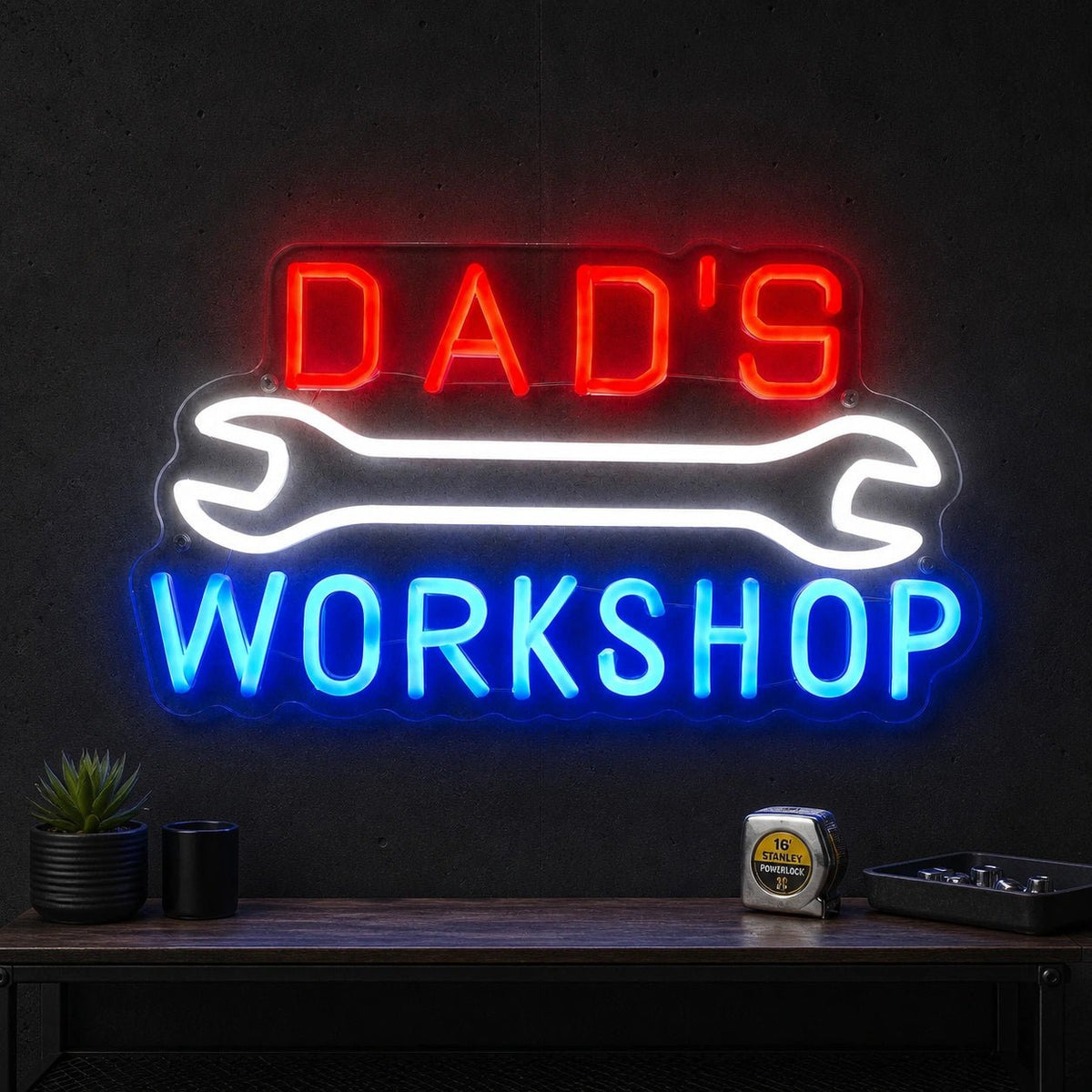 Dads Workshop Wrench Vintage LED Neon Sign - Shineneon