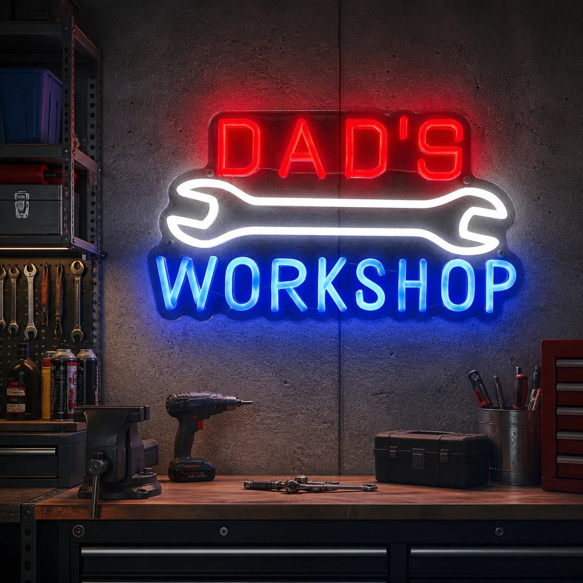 Dads Workshop Wrench Vintage LED Neon Sign - Shineneon
