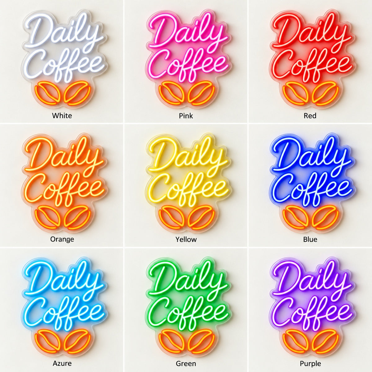 Daily Coffee LED Neon Sign - nine-color grid