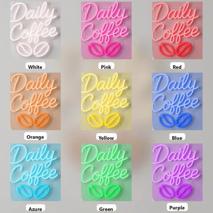Daily Coffee Wall Decor LED Neon Sign - 05 Color Grid